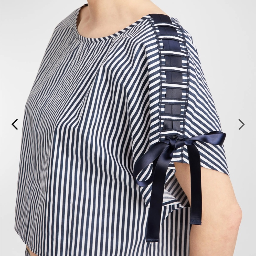 NWT Morgan Lane Gina Nessa Striped Ruffle-Trim Pajama Set - Picture 5 of 12